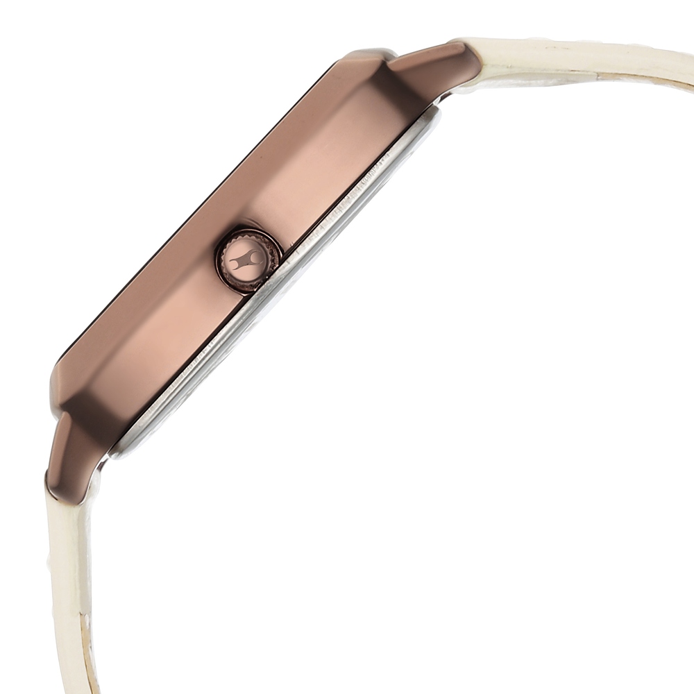 Fastrack Wild Quartz Analog Brown Dial Beige Leather Strap Watch For Girls