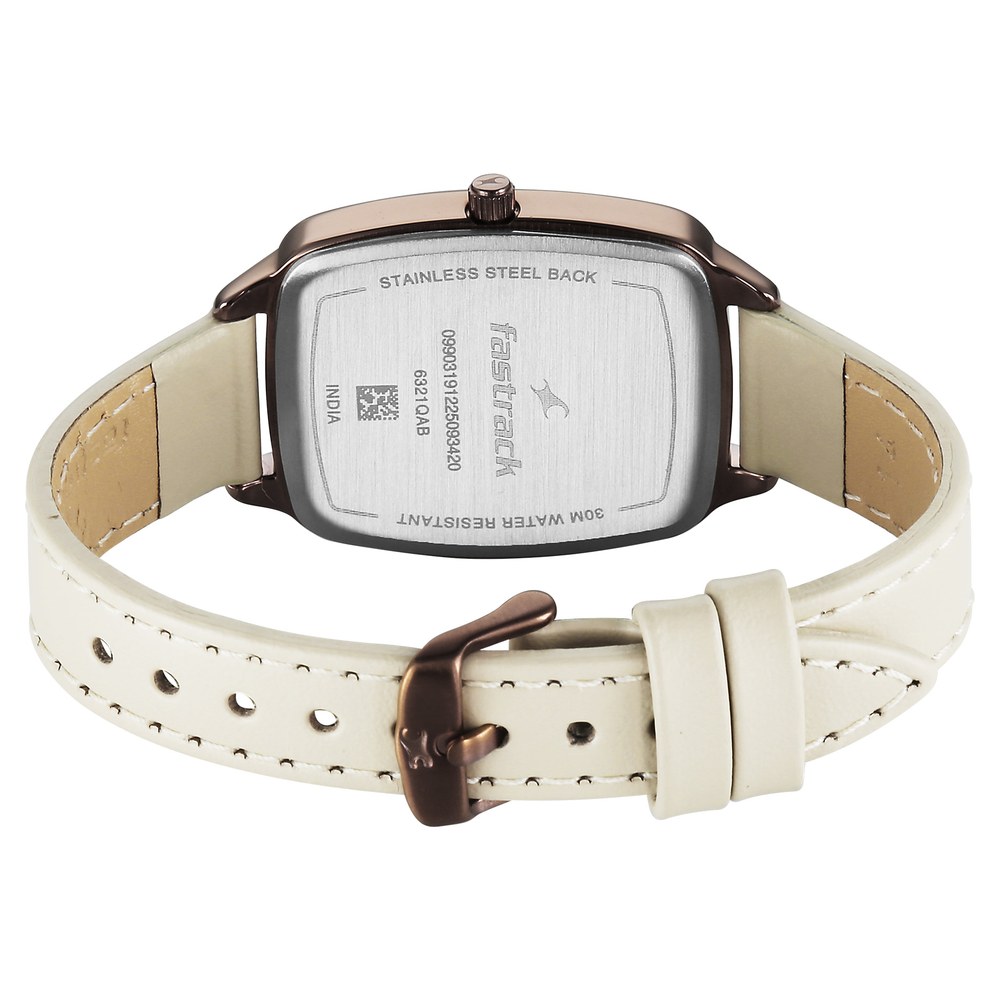 Fastrack Wild Quartz Analog Brown Dial Beige Leather Strap Watch For Girls
