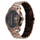 Fastrack Pulse IV Dual Time Analog Watch with Brown Dial & Brown Stainless Steel Strap For Guys