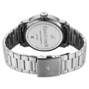Fastrack Pulse IV Dual Time Analog Watch with Blue Dial & Silver Stainless Steel Strap For Guys