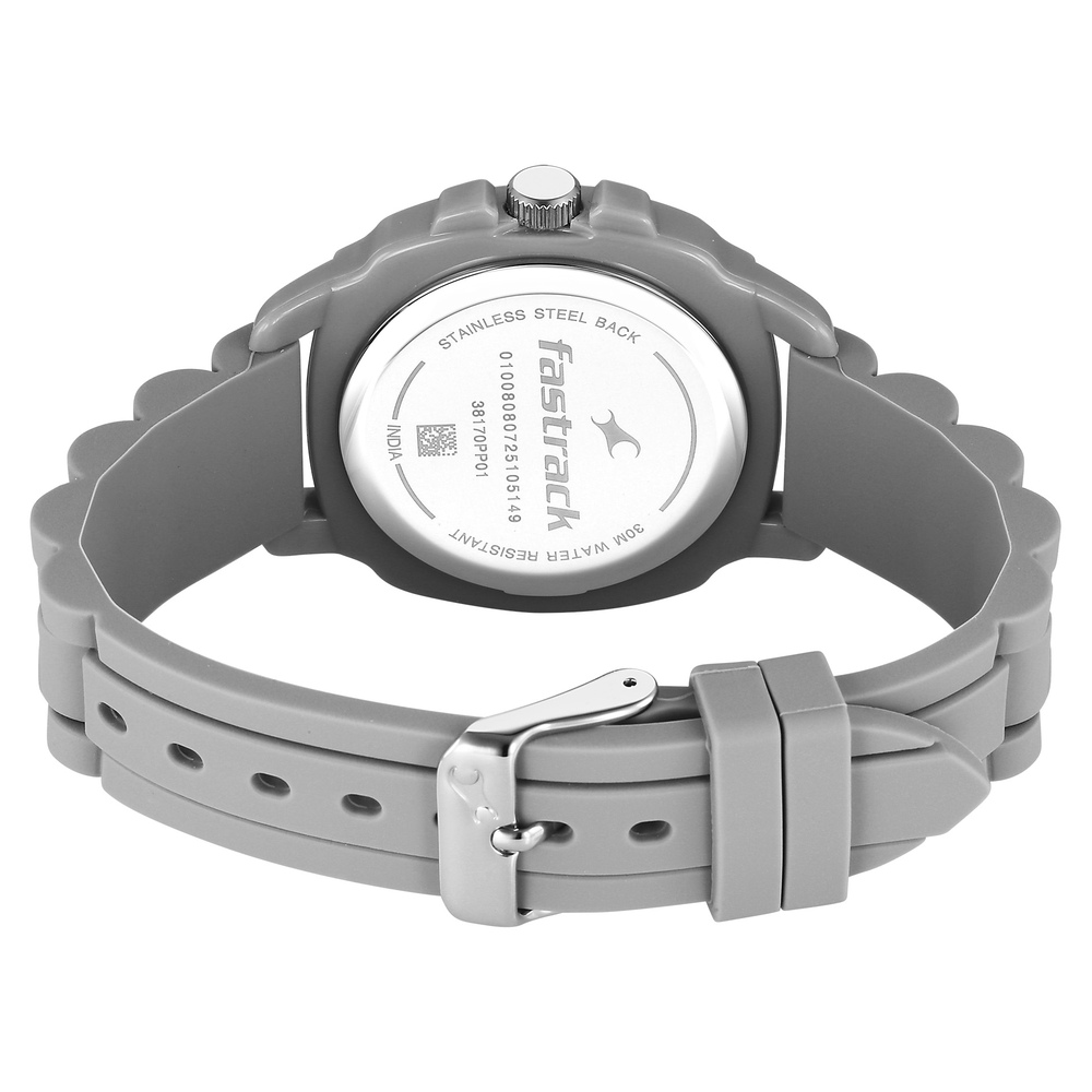Fastrack Hype Bounce Quartz Analog Grey Dial Grey Silicone Strap Watch For Guys