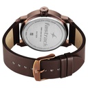 Fastrack Pulse IV Dual Time Analog Watch with Green Dial & Brown Leather Strap For Guys