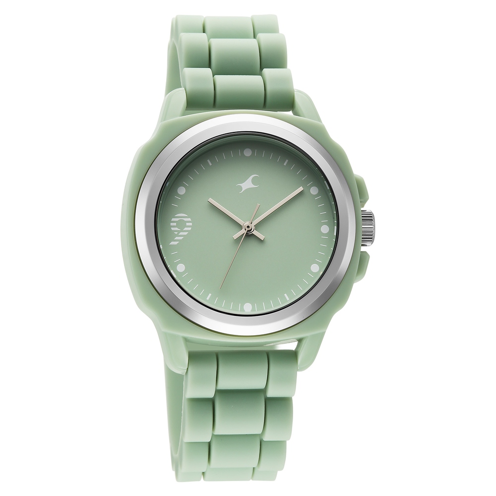 Fastrack Hype Bounce Quartz Analog Green Dial Green Silicone Strap Watch For Guys