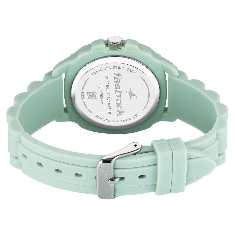 Fastrack Hype Bounce Quartz Analog Green Dial Green Silicone Strap Watch For Guys