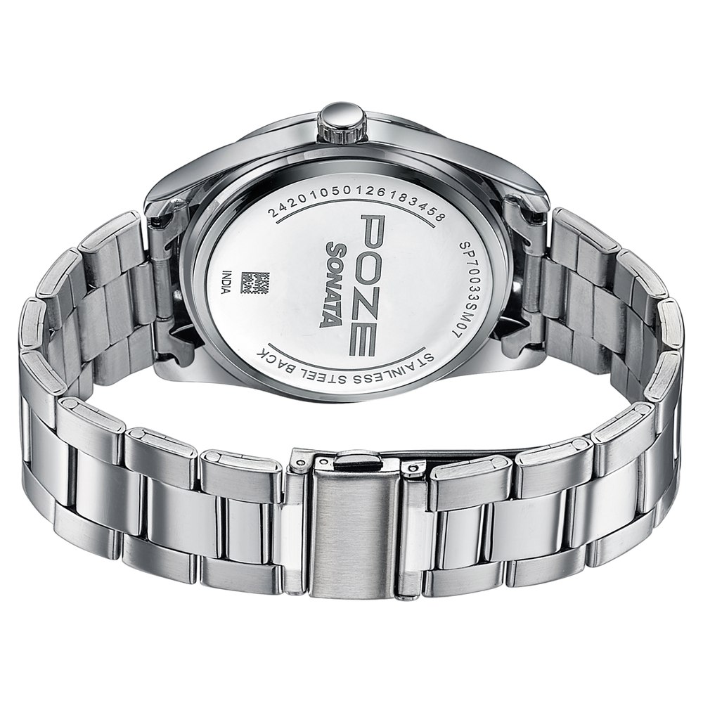 Poze By Sonata Quartz Analog Green Dial Silver Stainless Steel Strap Watch For Men