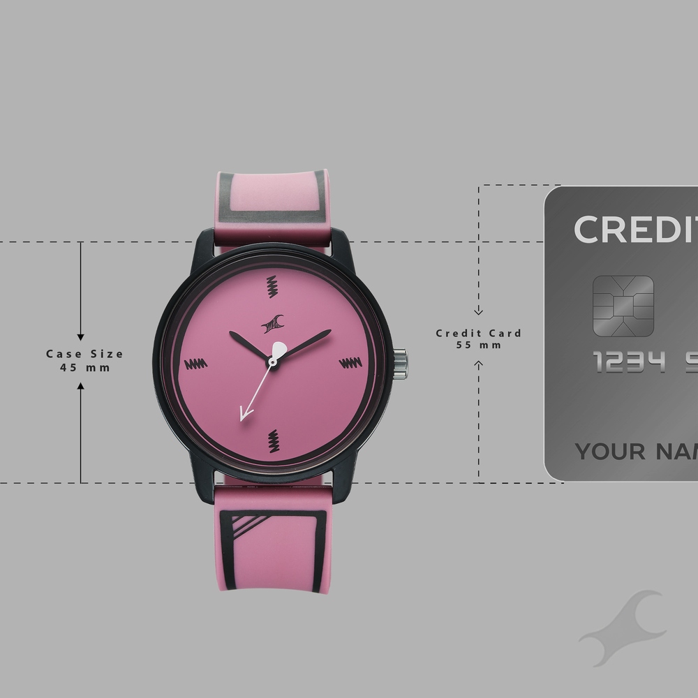 Fastrack Zine Quartz Analog Pink Dial Pink Silicone Strap Watch For Guys