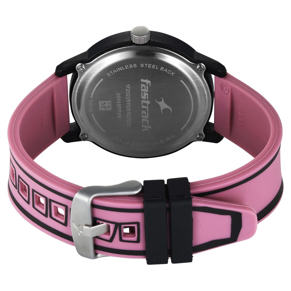 Fastrack Zine Quartz Analog Pink Dial Pink Silicone Strap Watch For Guys