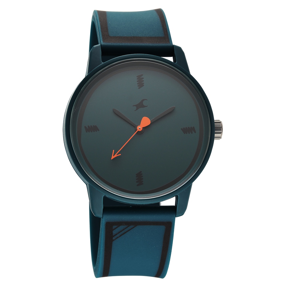 Fastrack Zine Quartz Analog Green Dial Green Silicone Strap Watch For Guys