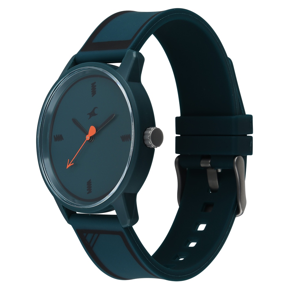 Fastrack Zine Quartz Analog Green Dial Green Silicone Strap Watch For Guys
