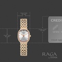 Titan Raga Spotlight Quartz Analog Silver Dial Rose Gold Metal Strap Watch For Women
