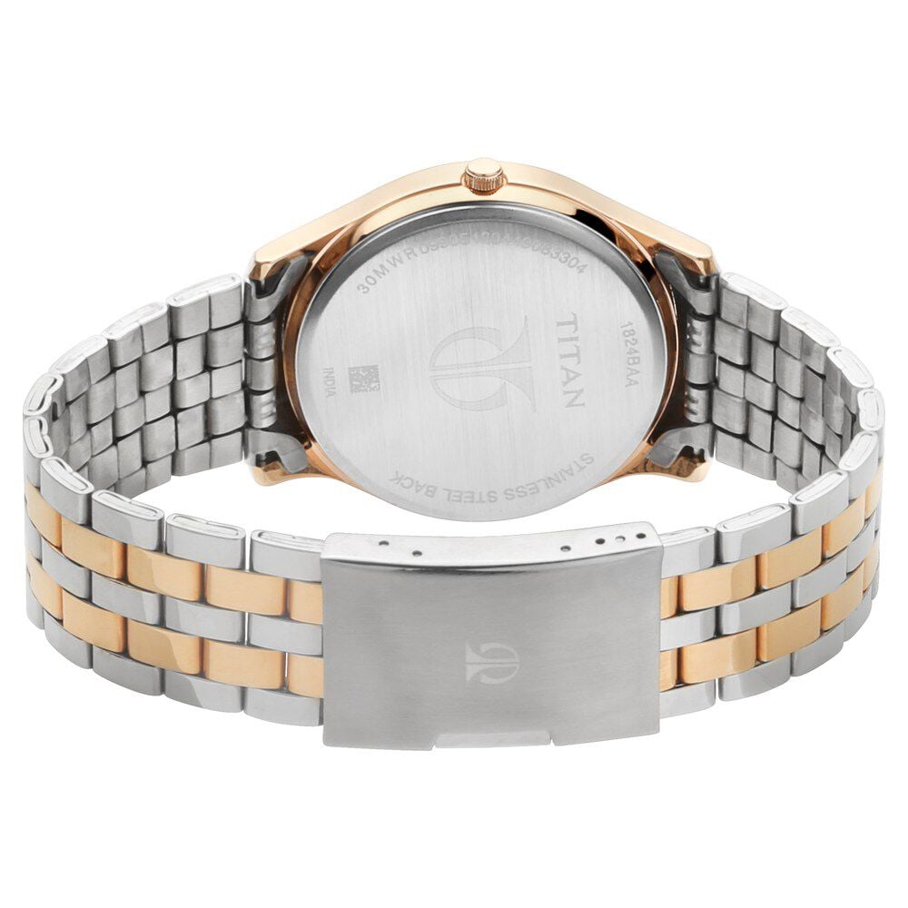 Titan Brown Dial Analog with Day and Date Stainless Steel Strap Watch for Men