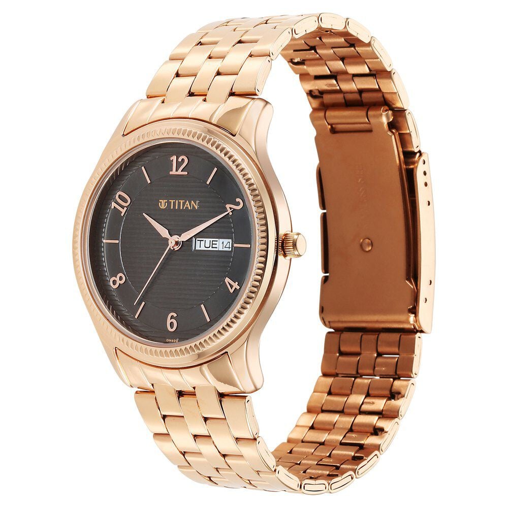 Titan Karishma Brown Dial Analog with Day and Date Stainless Steel Strap Watch for Men