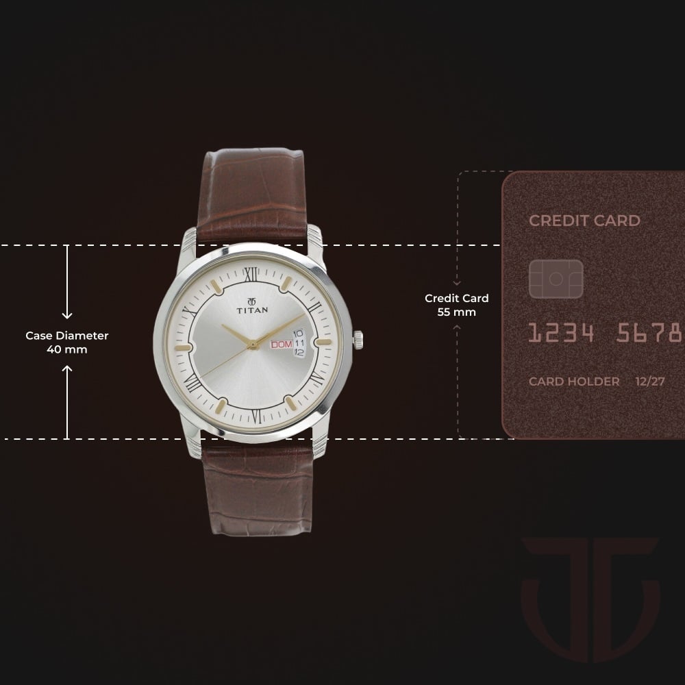 Titan Quartz Analog with Day and Date Silver Dial Leather Strap Watch for Men (3)