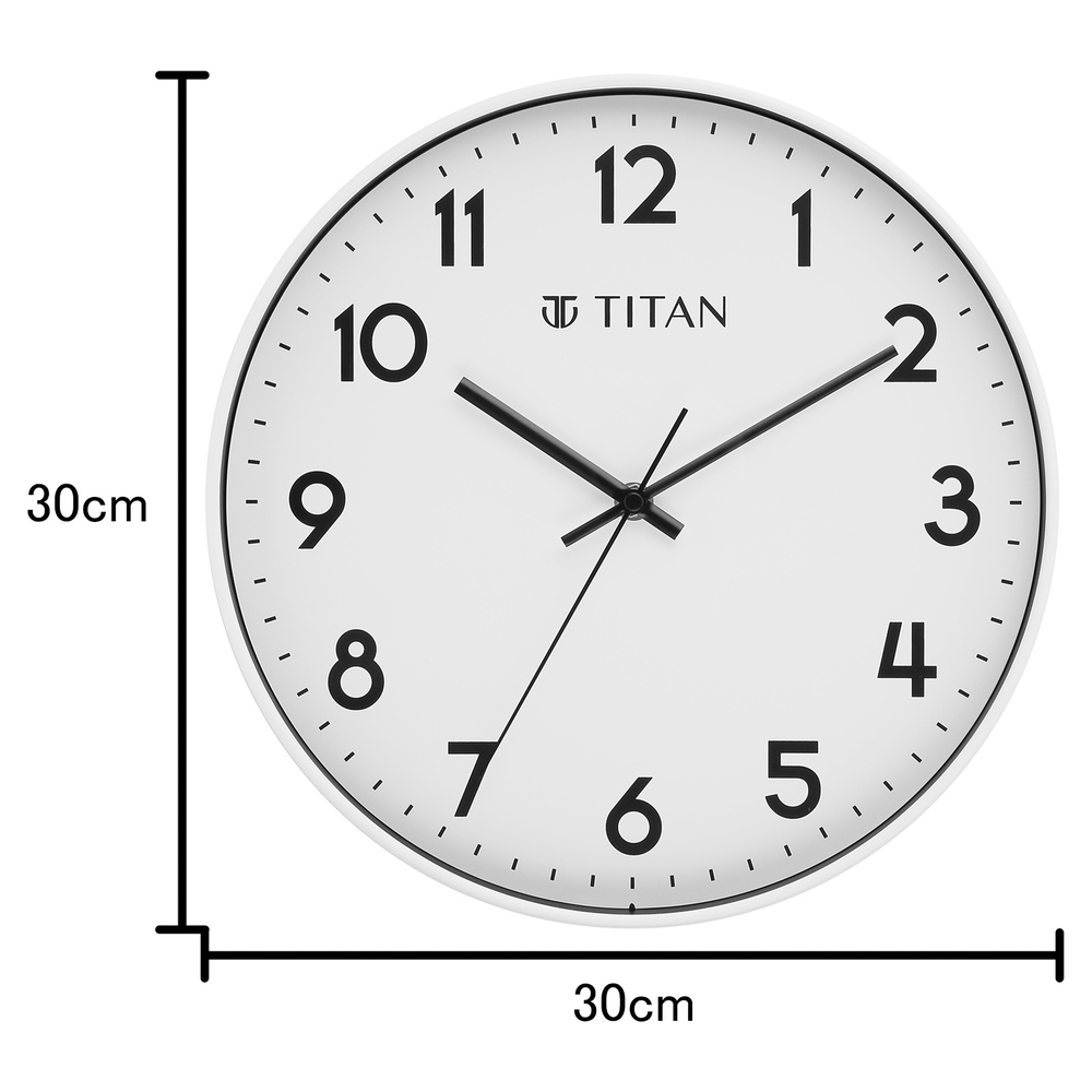Titan Wall Clock - White faced Silent Wall Clock for Modern Homes - Decorative Wall Decor  - 30 CM Dial Size Small (3)
