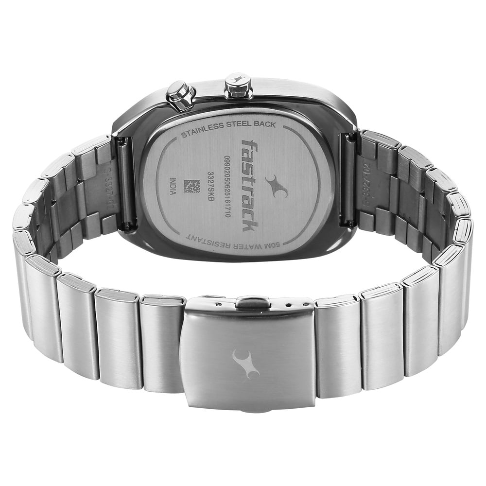 Fastrack UFO Quartz Multifunction Green Dial Silver Stainless Steel Strap Watch For Guys (6)