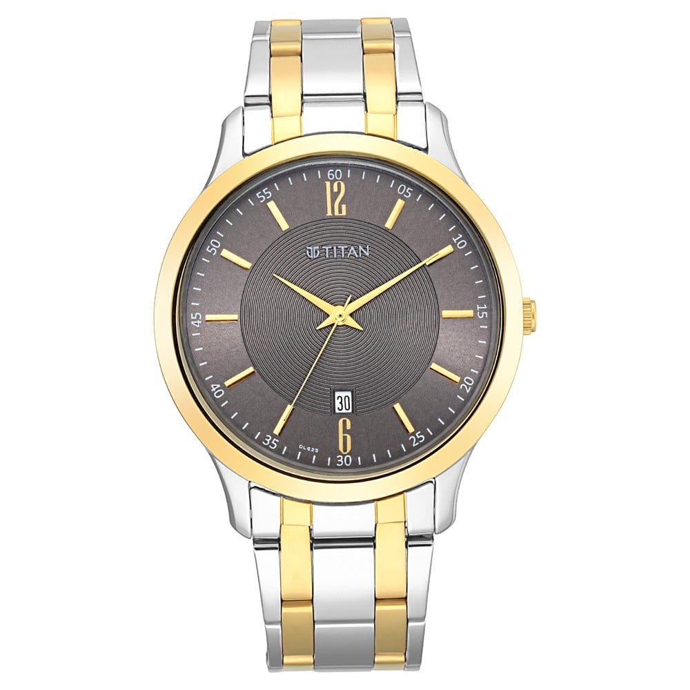 Titan Analog with Date Brown Dial Metal Strap watch for Men (2)