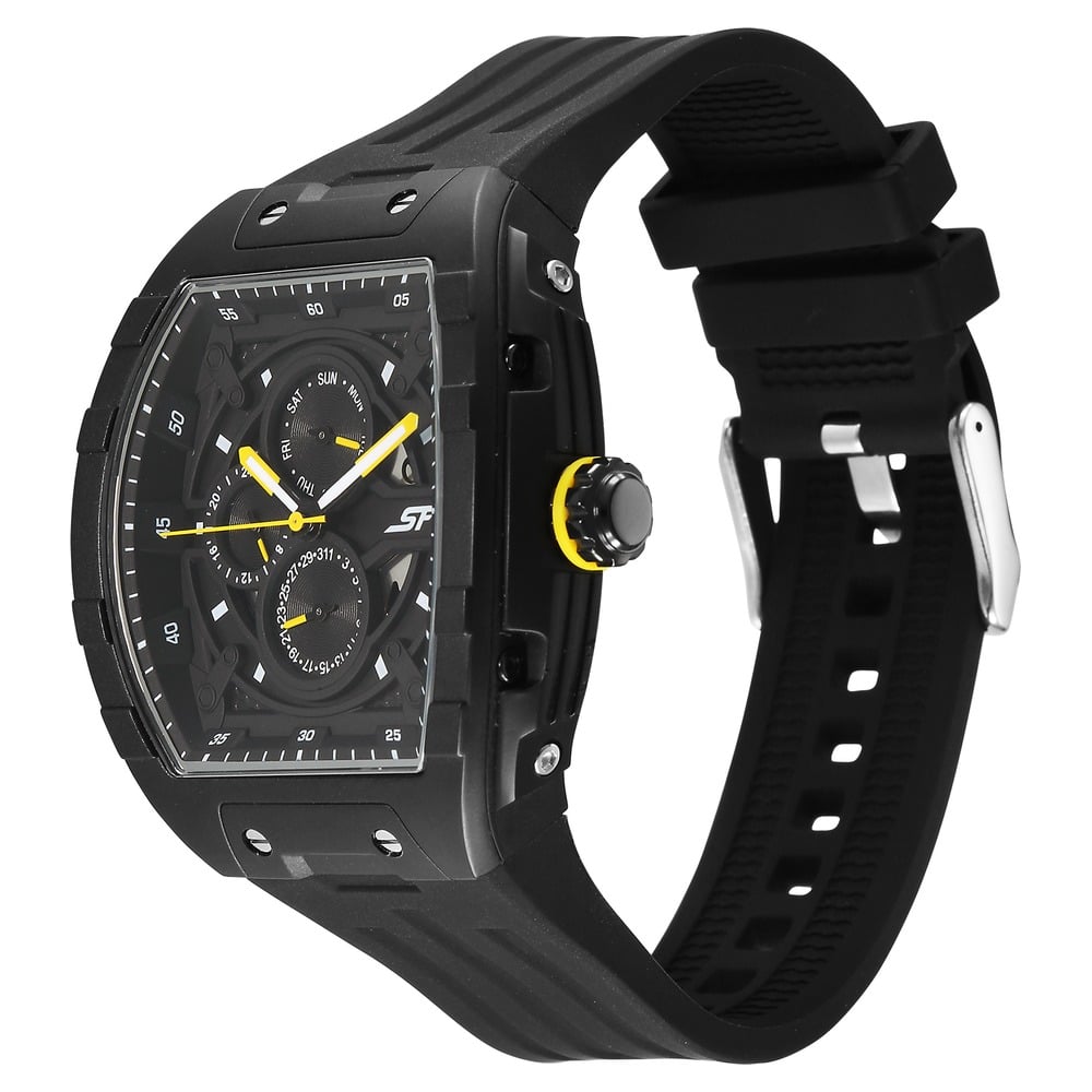 SF Maiden Voyage Sport Watch - Black Dial & Strap - Tonneau Shaped Case with Multifunction movement (2)