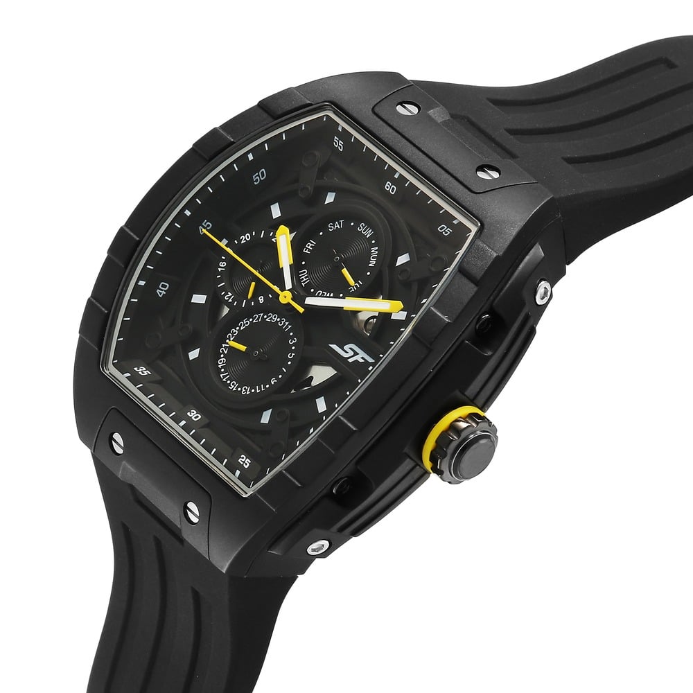SF Maiden Voyage Sport Watch - Black Dial & Strap - Tonneau Shaped Case with Multifunction movement (3)