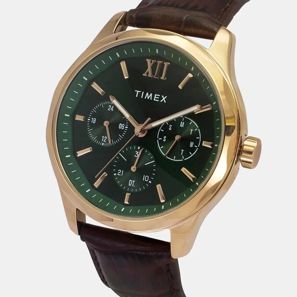 Signio Men Quartz Greeb Dial Multi-Function Leather Watch TW0TG7634 (2)