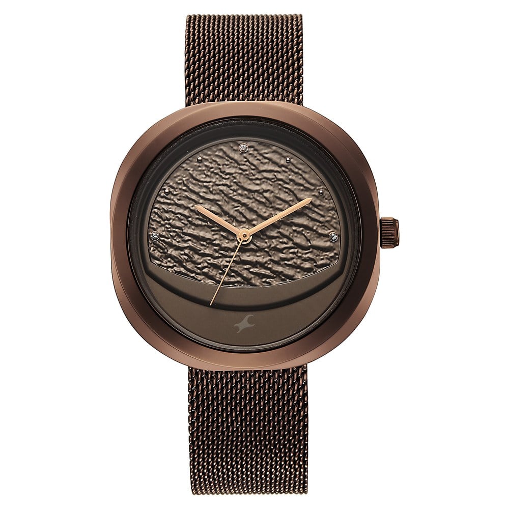 Fastrack Gelato brown multifunction metal strap watch with Chocolate dial for Girls (2)