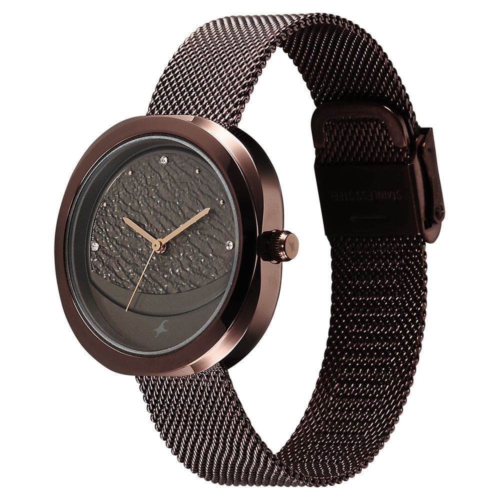 Fastrack Gelato brown multifunction metal strap watch with Chocolate dial for Girls (5)