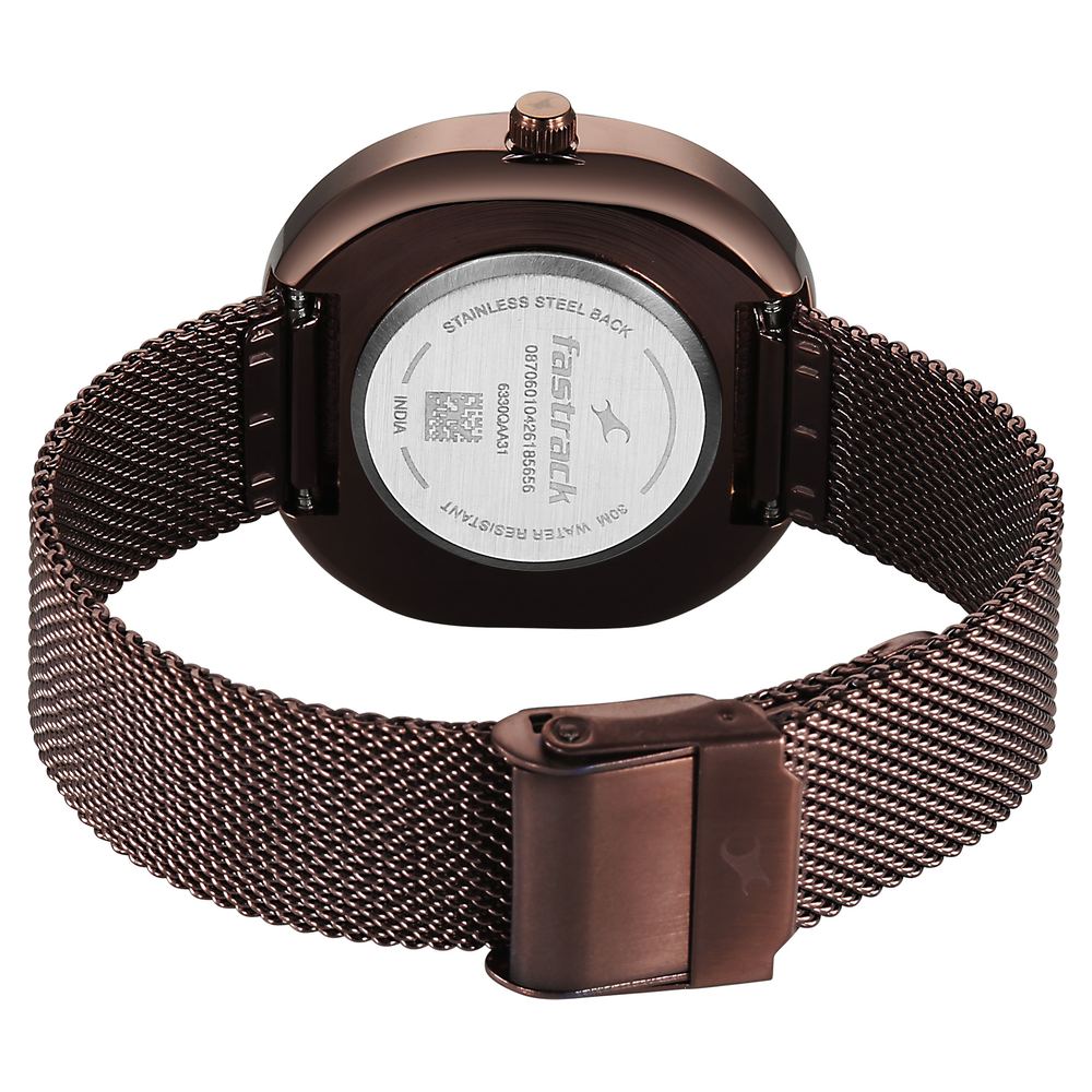 Fastrack Gelato brown multifunction metal strap watch with Chocolate dial for Girls (7)
