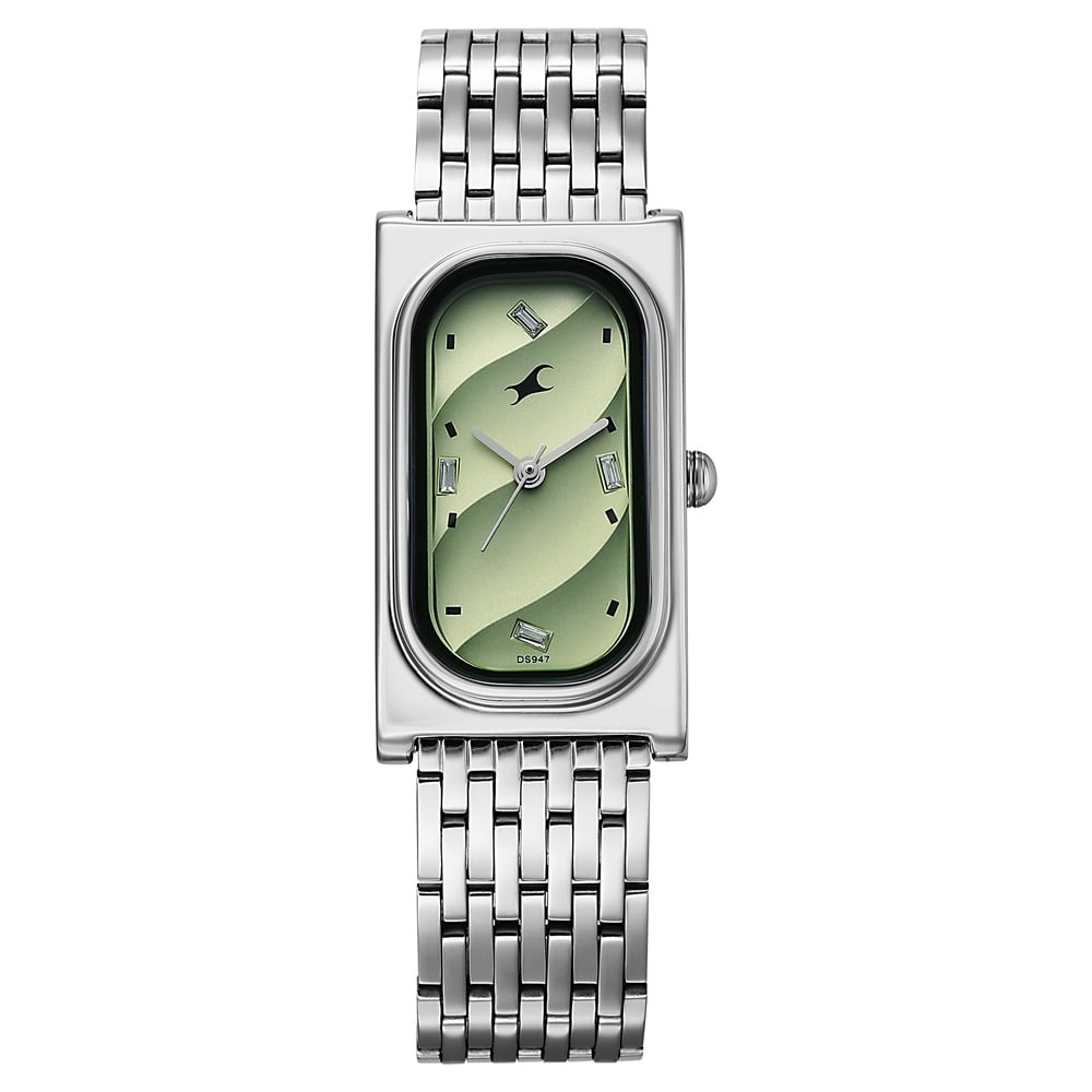 Fastrack Gelato silver analog bracelet watch with Matcha Green dial for Girls (2)