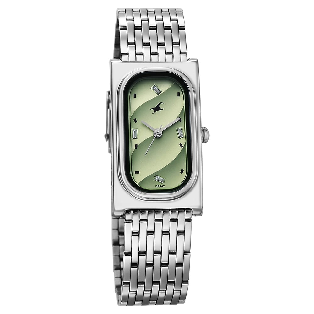 Fastrack Gelato silver analog bracelet watch with Matcha Green dial for Girls (3)