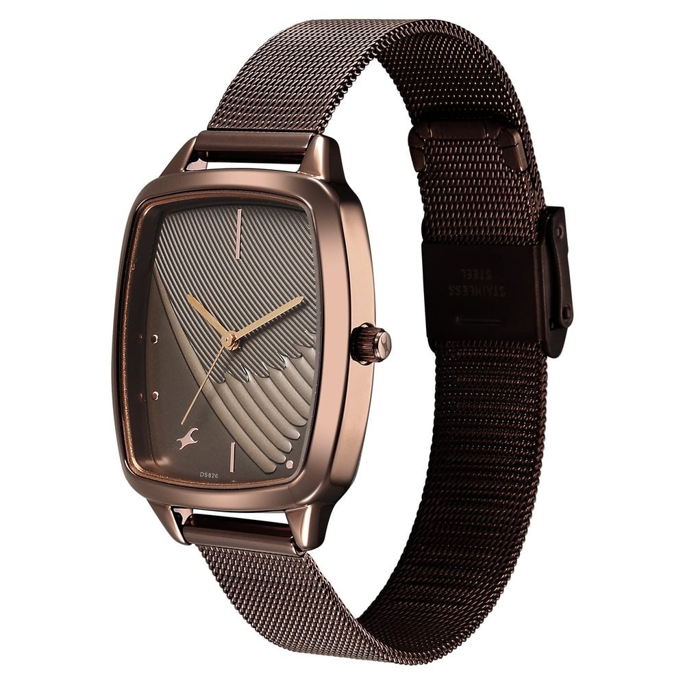 Fastrack Wild Quartz Analog Brown Dial Brown Stainless Steel Strap Watch For Girls (6)