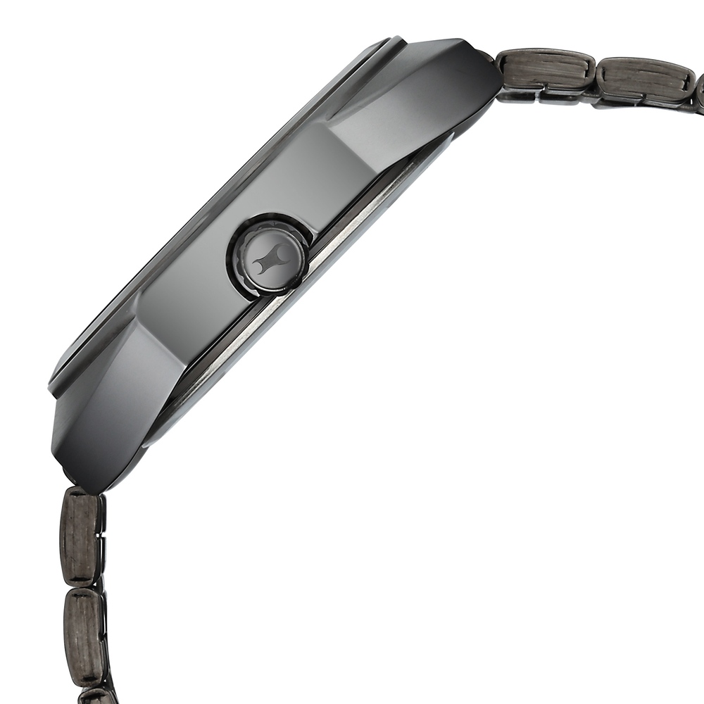 Fastrack Wild Analog with Burgandy Dial Gun Metal Strap Watch for Guys (7)