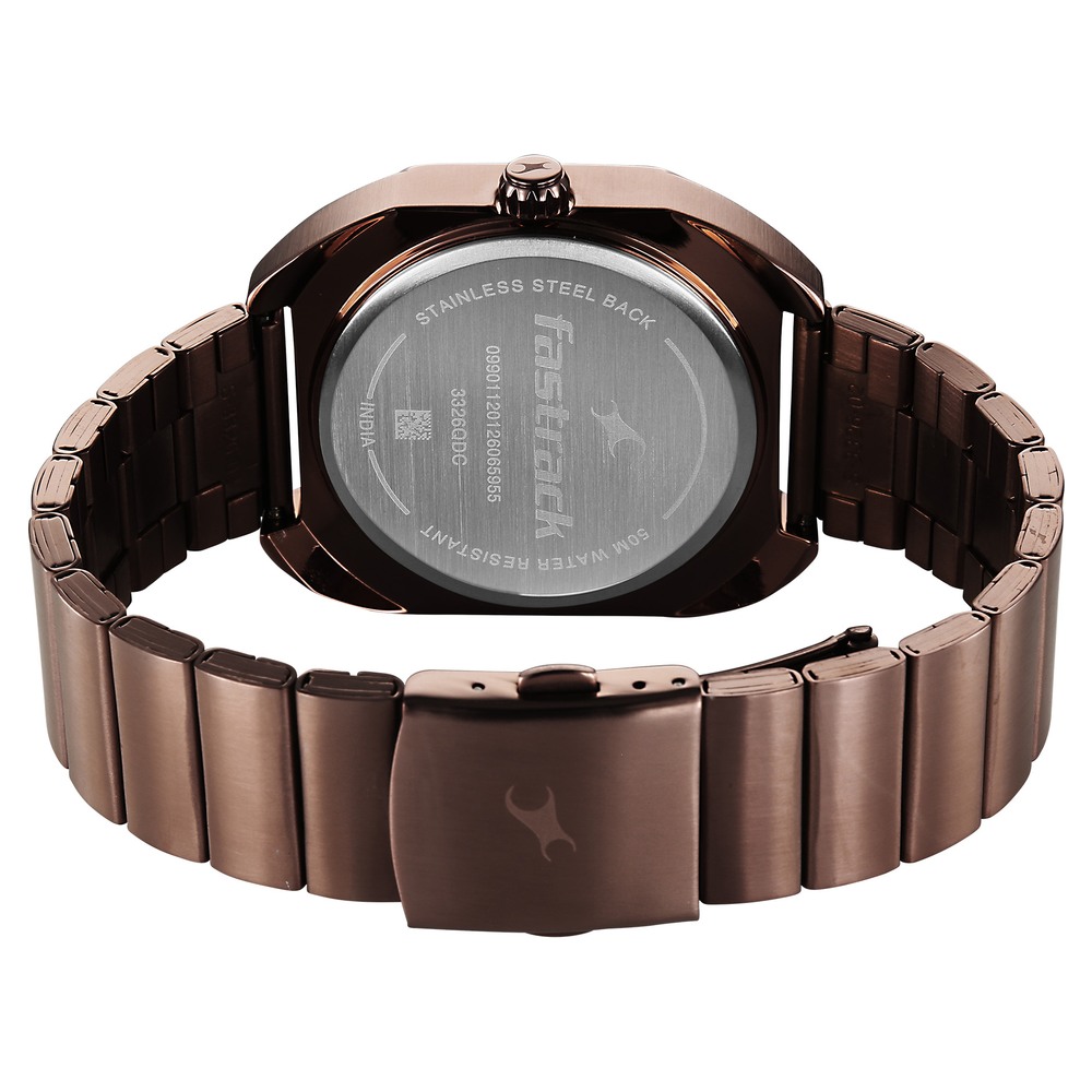 Fastrack Wild Analog with Brown Dial Brown Metal Strap Watch for Guys (8)