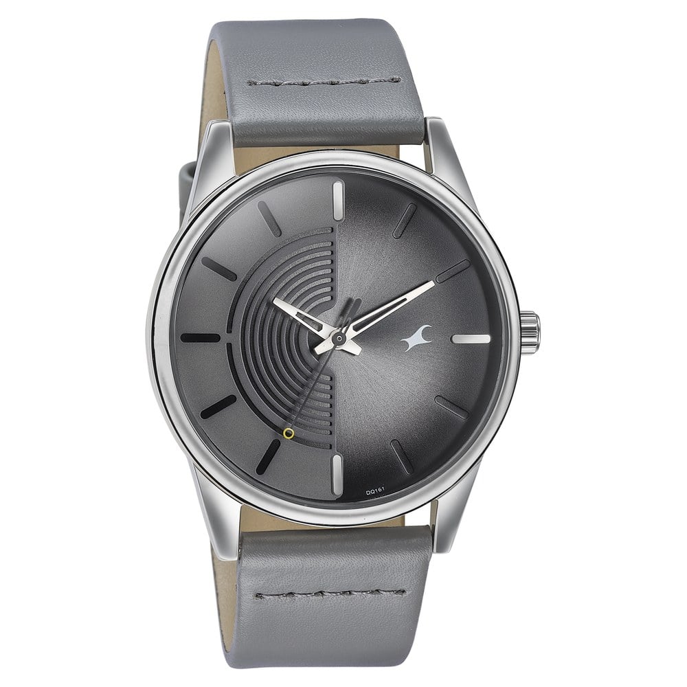 Fastrack Stunners Quartz Analog Grey Dial Grey Leather Strap Watch For Guys (2)