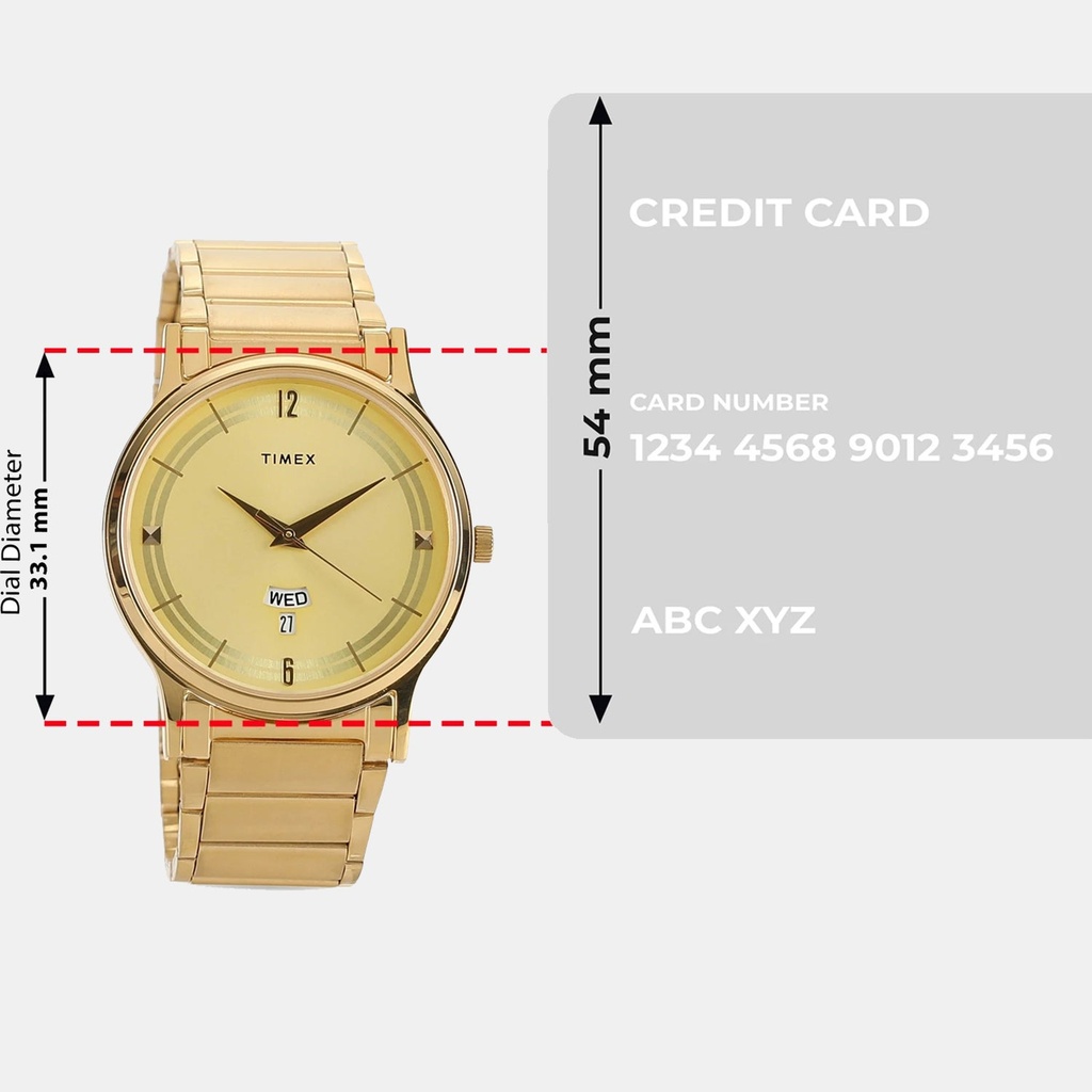 Timex Trendline Men Quartz Gold Dial Analog Stainless Steel Watch TI000R421 (8)