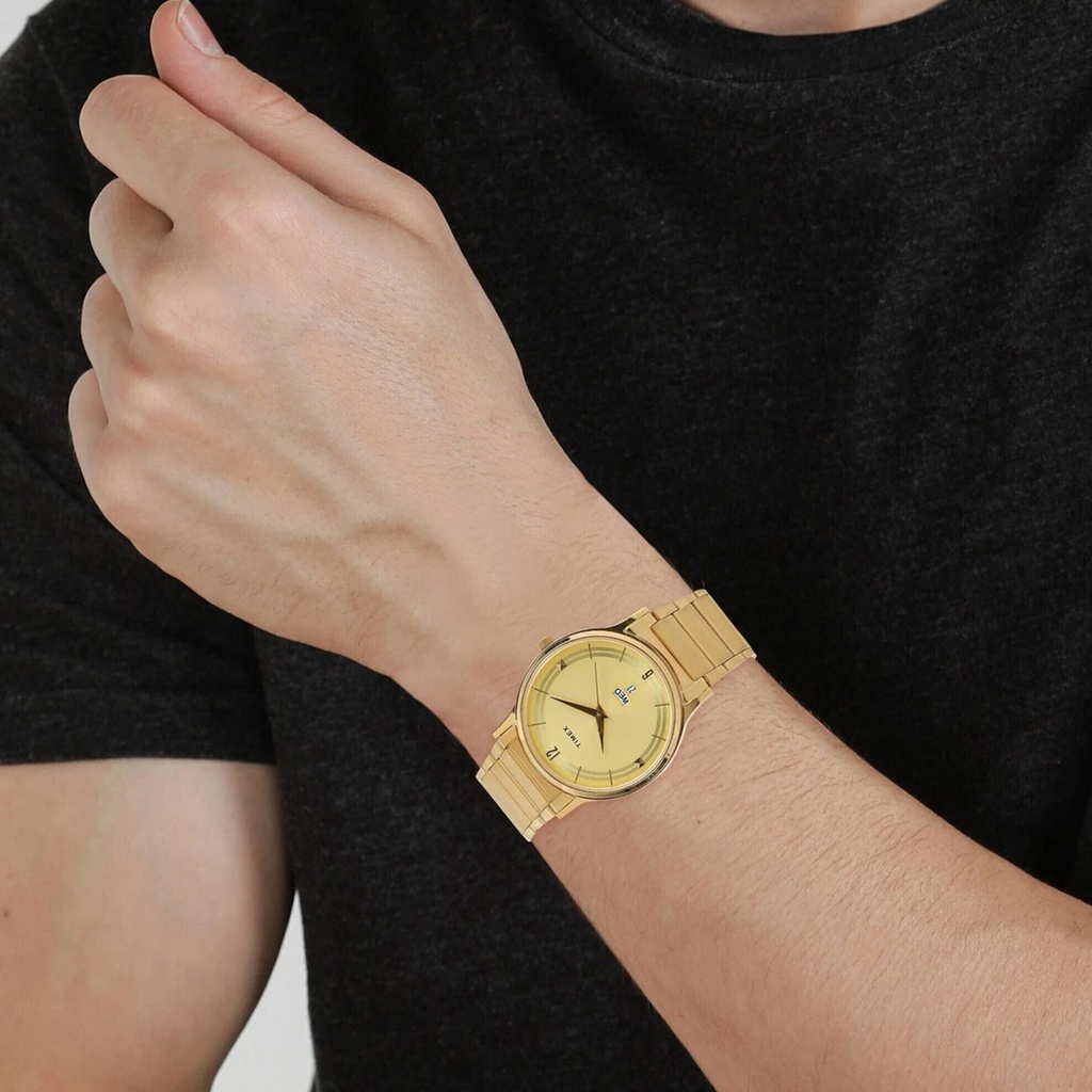 Timex Trendline Men Quartz Gold Dial Analog Stainless Steel Watch TI000R421 (9)
