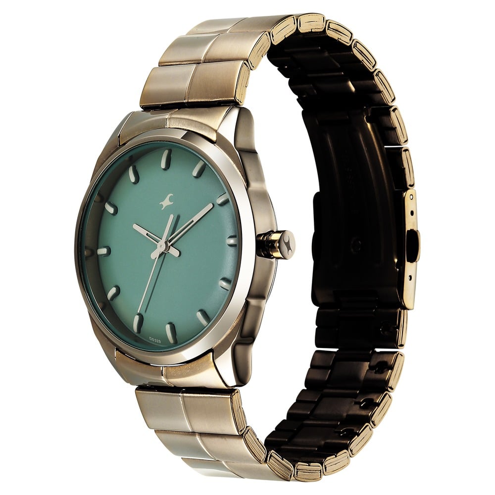 Fastrack Chrome K Quartz Analog Green Dial K Chrome Stainless Steel Strap Watch For Guys (3)