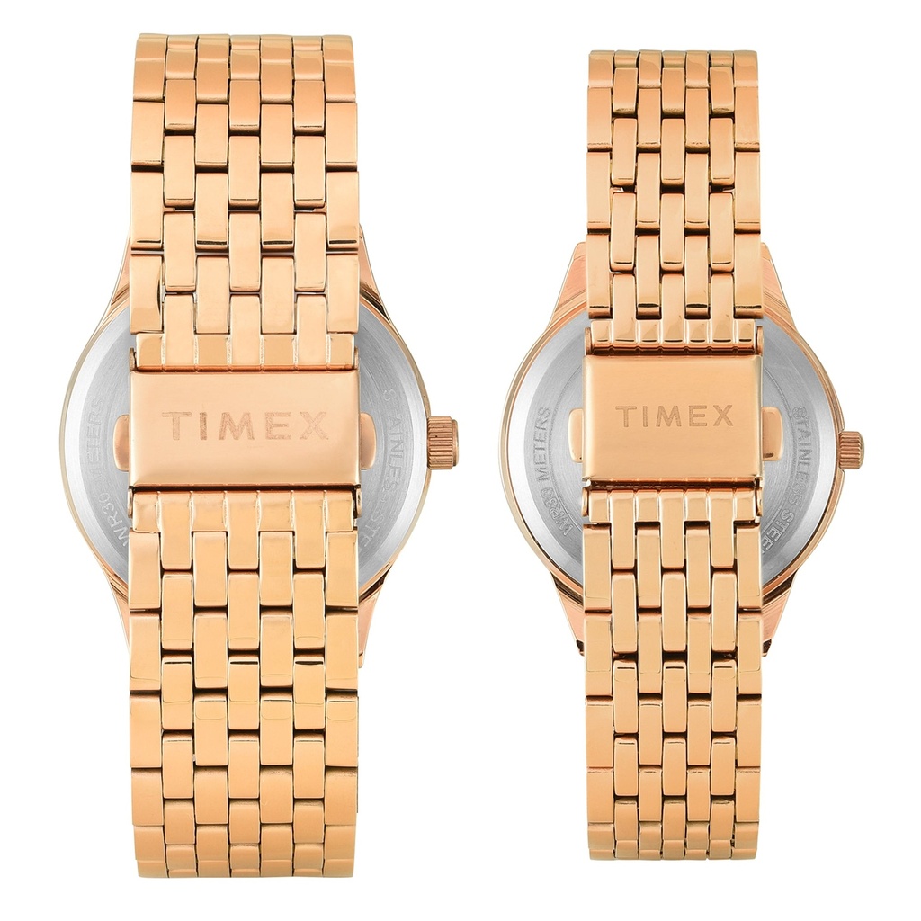 TIMEX Trendline Brown Round Dial Analog Pair's Watch - TW00PR349 (6)
