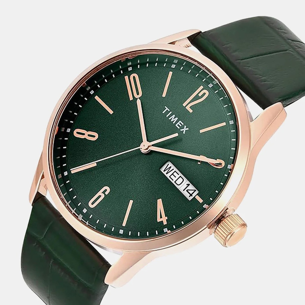 Timex Trendline Men Quartz Green Dial Analog Leather Watch TWEG25509 (2)
