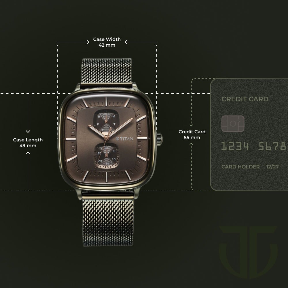 Titan Avant Garde Quartz Multifunction Brown Dial With Green Color Stainless Steel Strap Watch For Men (3)
