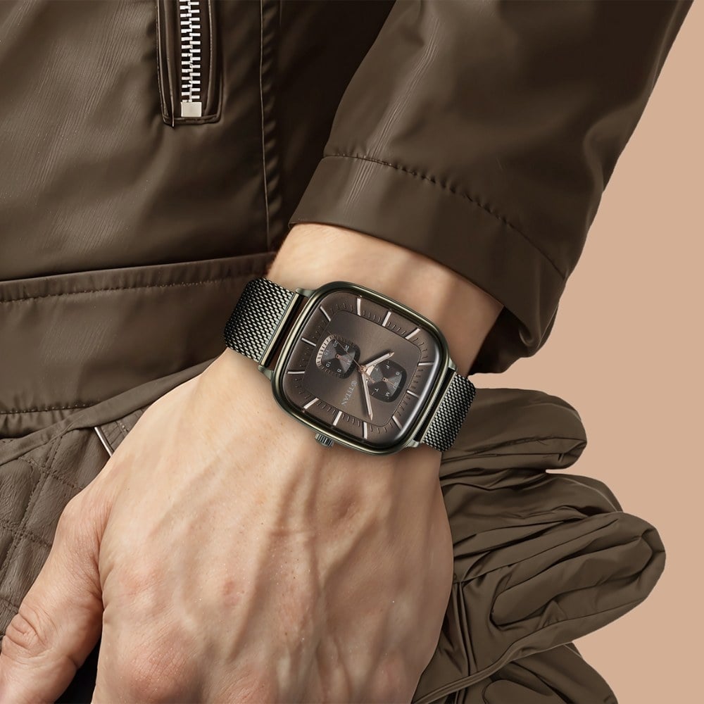 Titan Avant Garde Quartz Multifunction Brown Dial With Green Color Stainless Steel Strap Watch For Men (7)