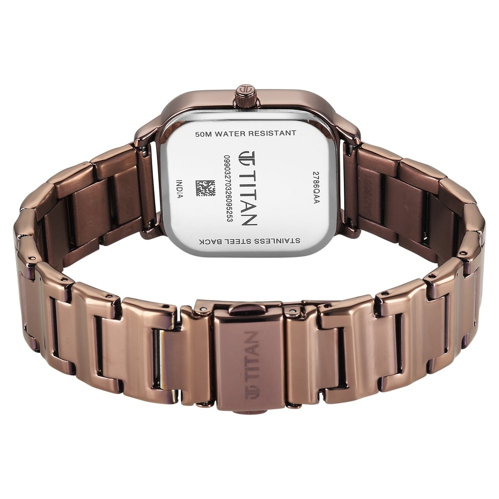Titan Neo Quartz Analog with Date Silver Dial Brown Metal Strap Watch For Women (5)