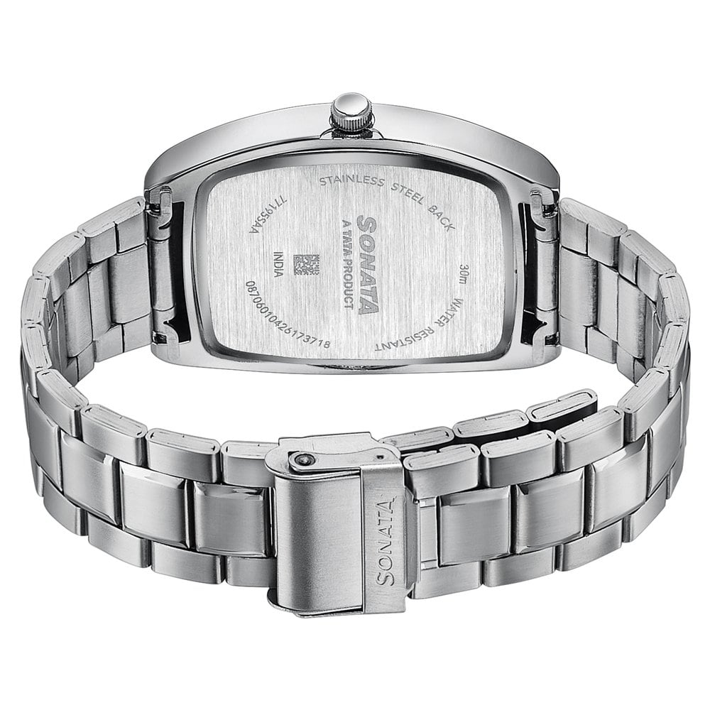 Sonata Ascent Blue Tonneau Watch with Metal Bracelet (6)