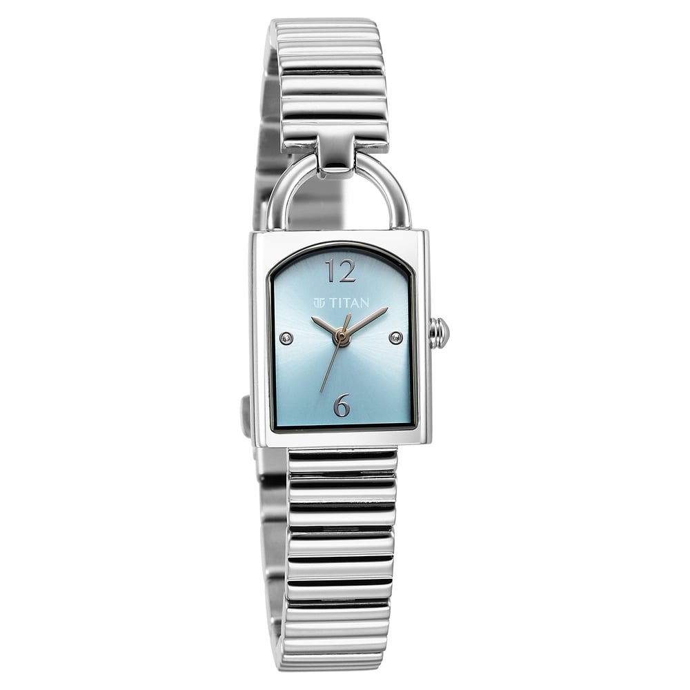 Titan Purple Metro Quartz Analog Blue Dial Silver Stainless Steel Strap Watch For Women (2)