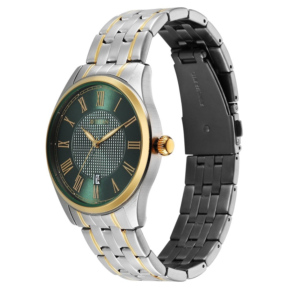 Titan Neo Roman Analog with Green Dial Dual Tone Stainless Steel Strap Watch for Men (3)