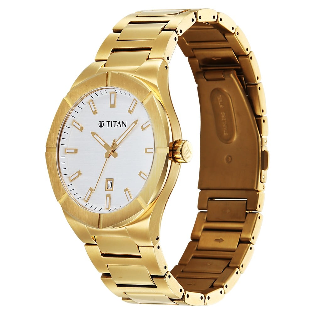 Titan Regalia Marque Analog with White Dial Gold Strap Watch for Men (3)