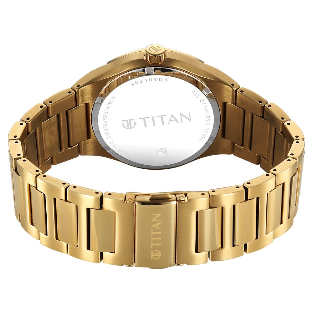 Titan Regalia Marque Analog with White Dial Gold Strap Watch for Men (5)