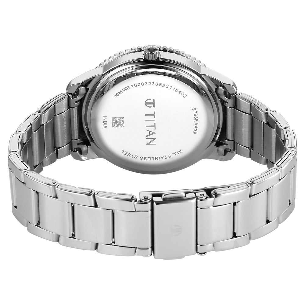 Titan Purple Sports Fashion Quartz Analog with Date Blue Dial Brown Stainless Steel Strap Watch For Women (6)