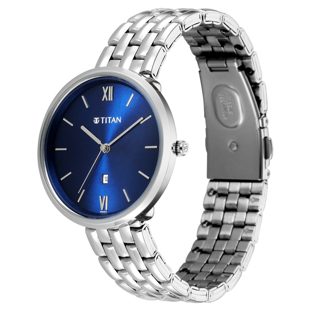 Titan Neo Quartz Analog Blue Dial Silver Metal Strap Watch For Women (3)