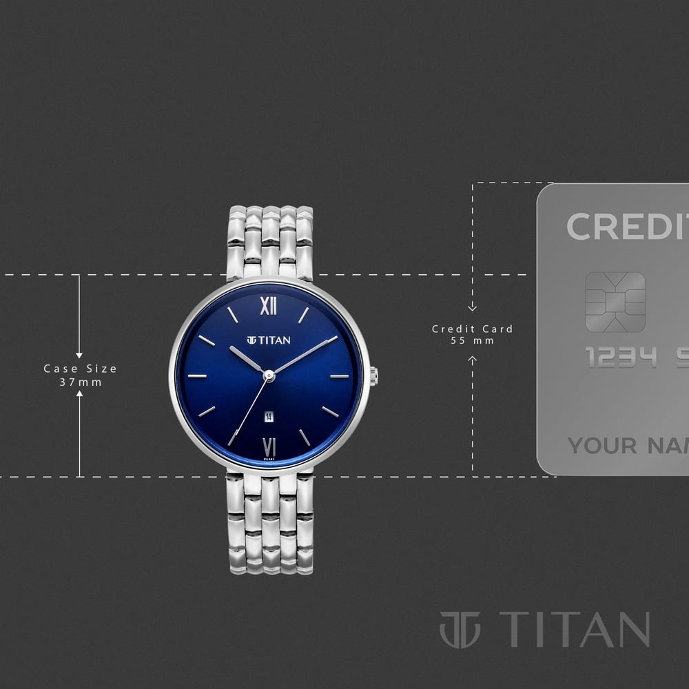 Titan Neo Quartz Analog Blue Dial Silver Metal Strap Watch For Women (4)