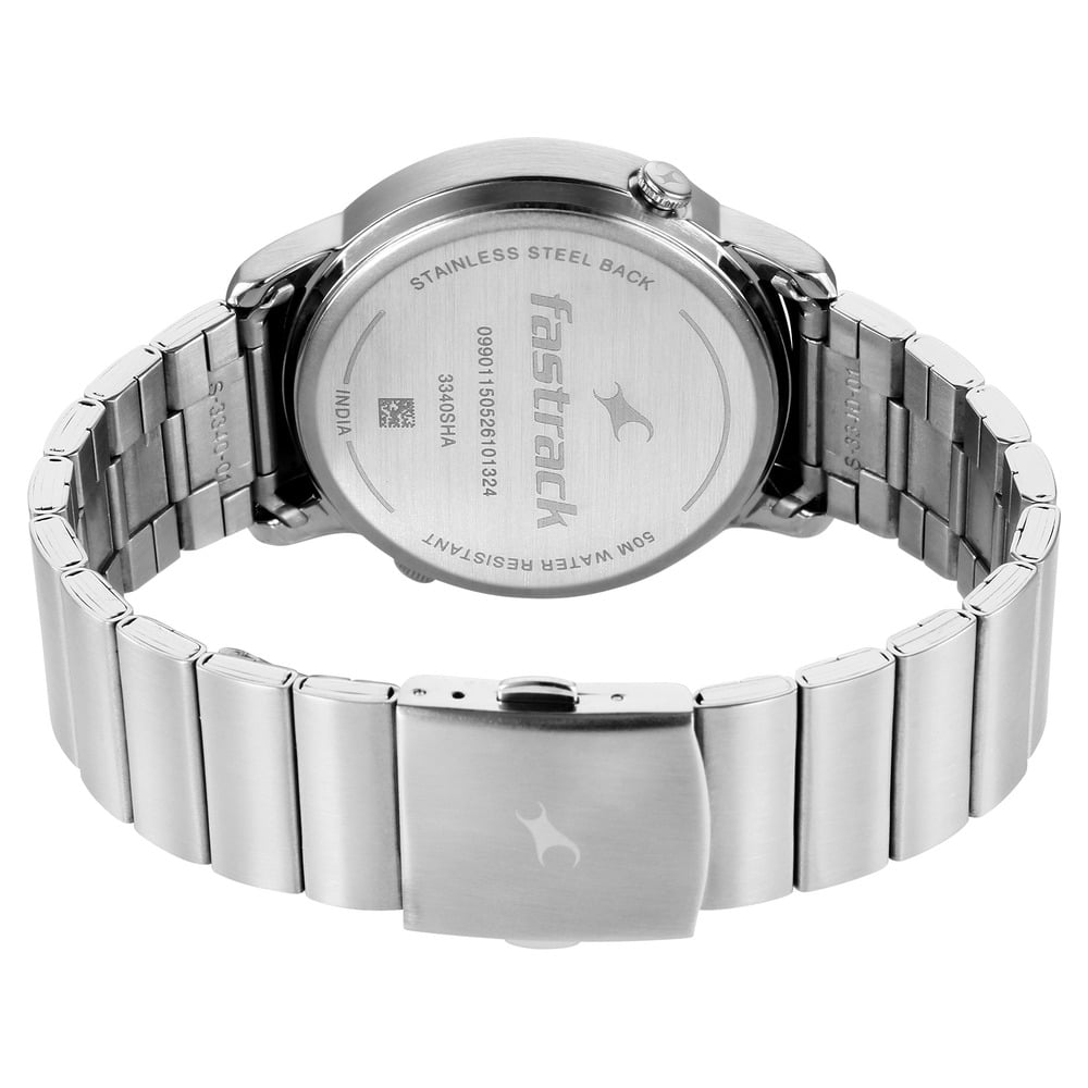 Fastrack Pulse IV Dual Time Watch for Men with Teal Green Sunray Dial & Silver Metal Strap (6)