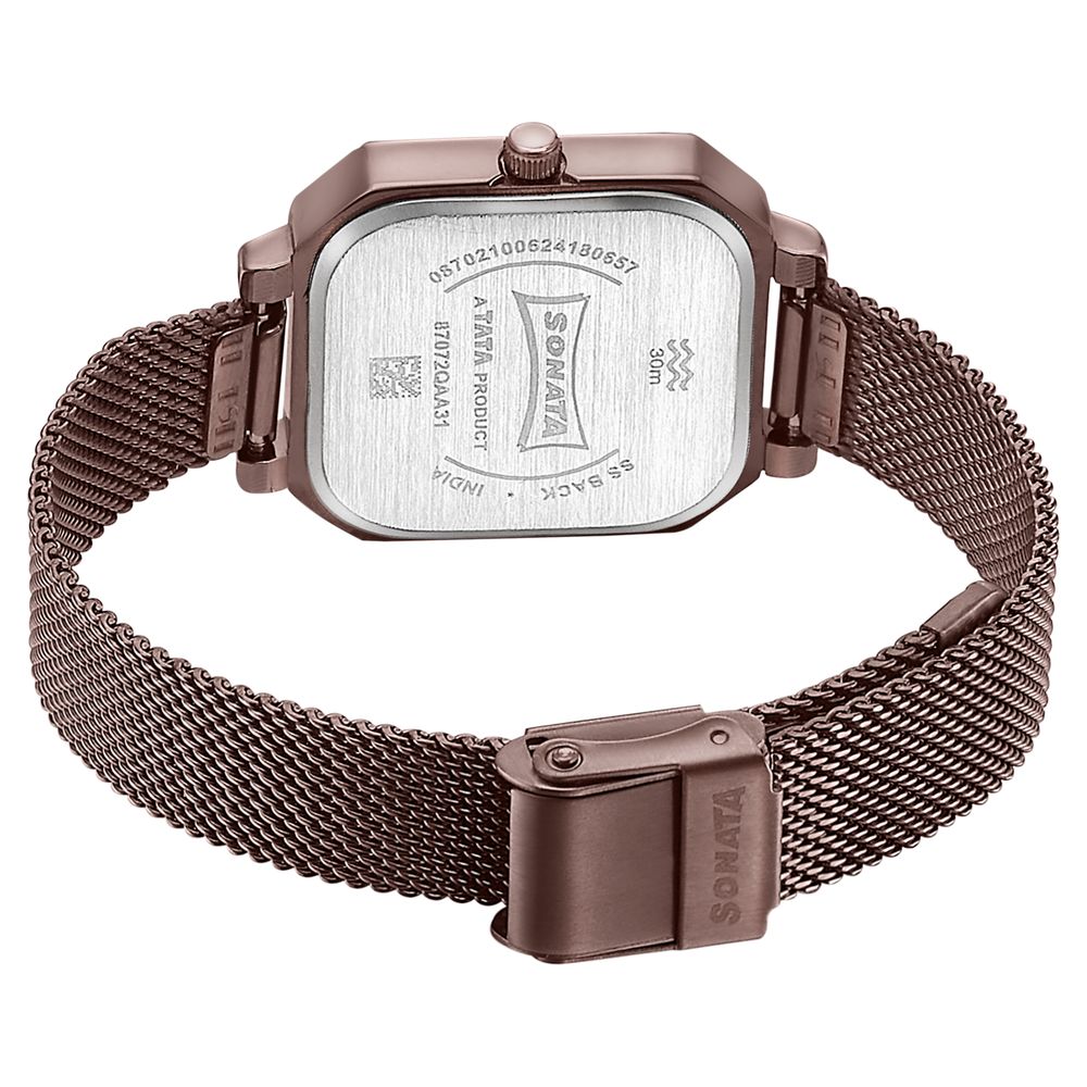 Sonata Modern Edit Quartz Analog Brown Dial Brown Stainless Steel Strap Watch For Women (5)
